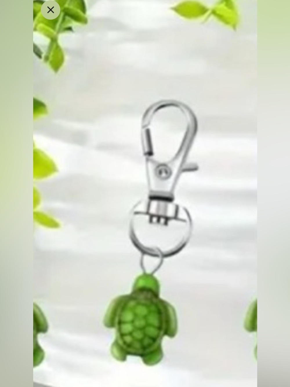 Green Turtle Keychain Charm - Cute Turtle Accessory